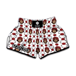 Calavera Girl Skull Pattern Print Muay Thai Boxing Shorts