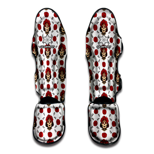 Calavera Girl Skull Pattern Print Muay Thai Shin Guard