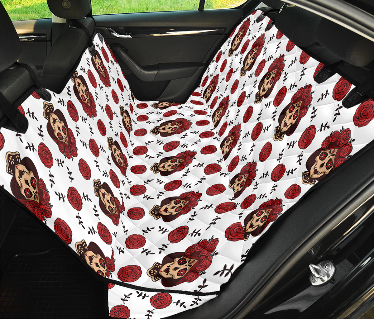 Calavera Girl Skull Pattern Print Pet Car Back Seat Cover