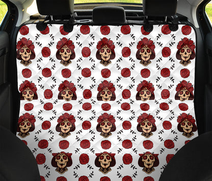 Calavera Girl Skull Pattern Print Pet Car Back Seat Cover