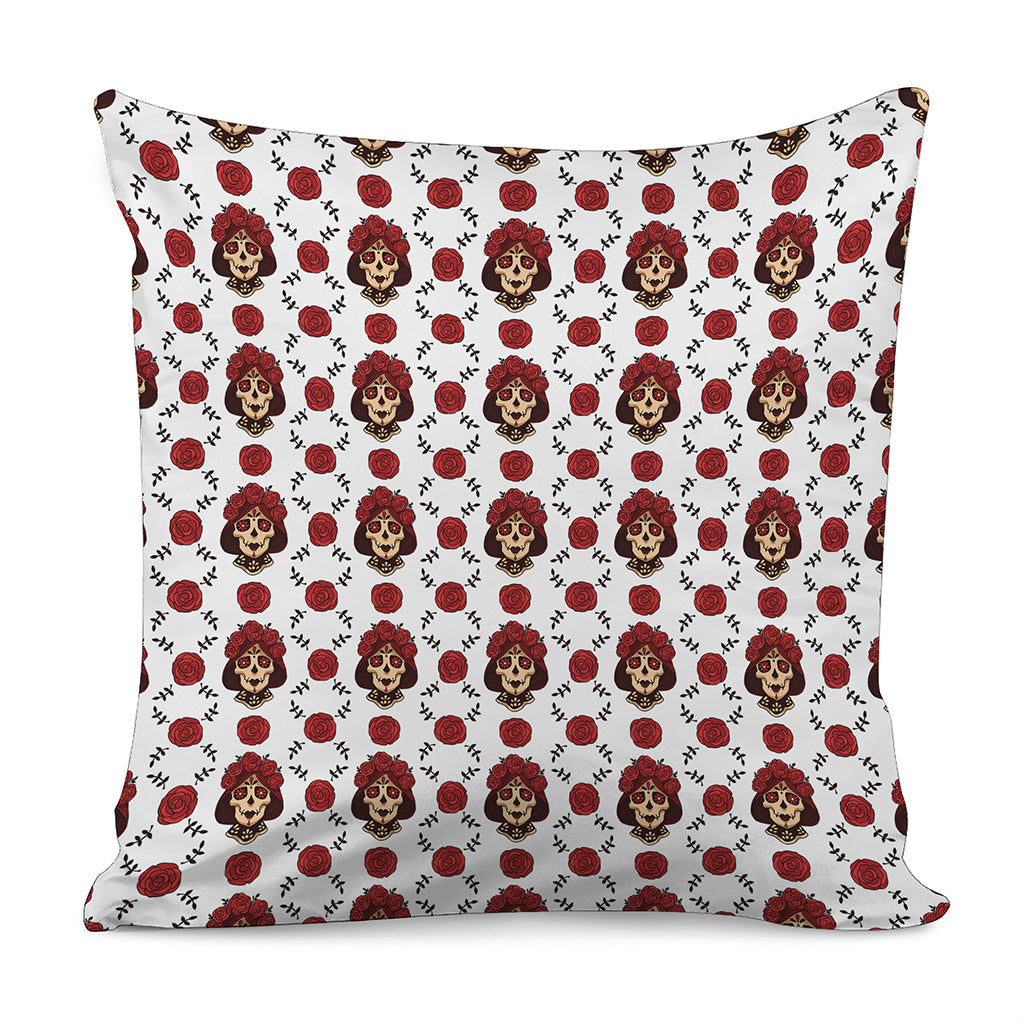 Calavera Girl Skull Pattern Print Pillow Cover
