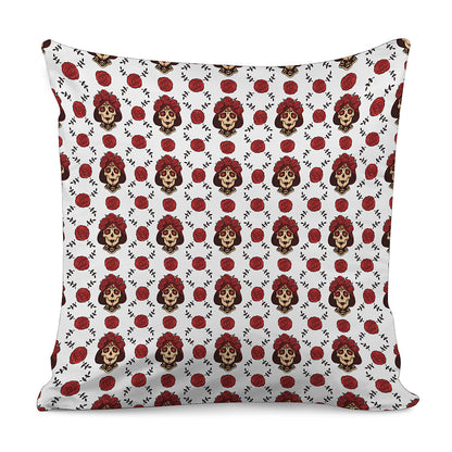 Calavera Girl Skull Pattern Print Pillow Cover