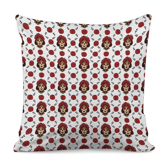 Calavera Girl Skull Pattern Print Pillow Cover