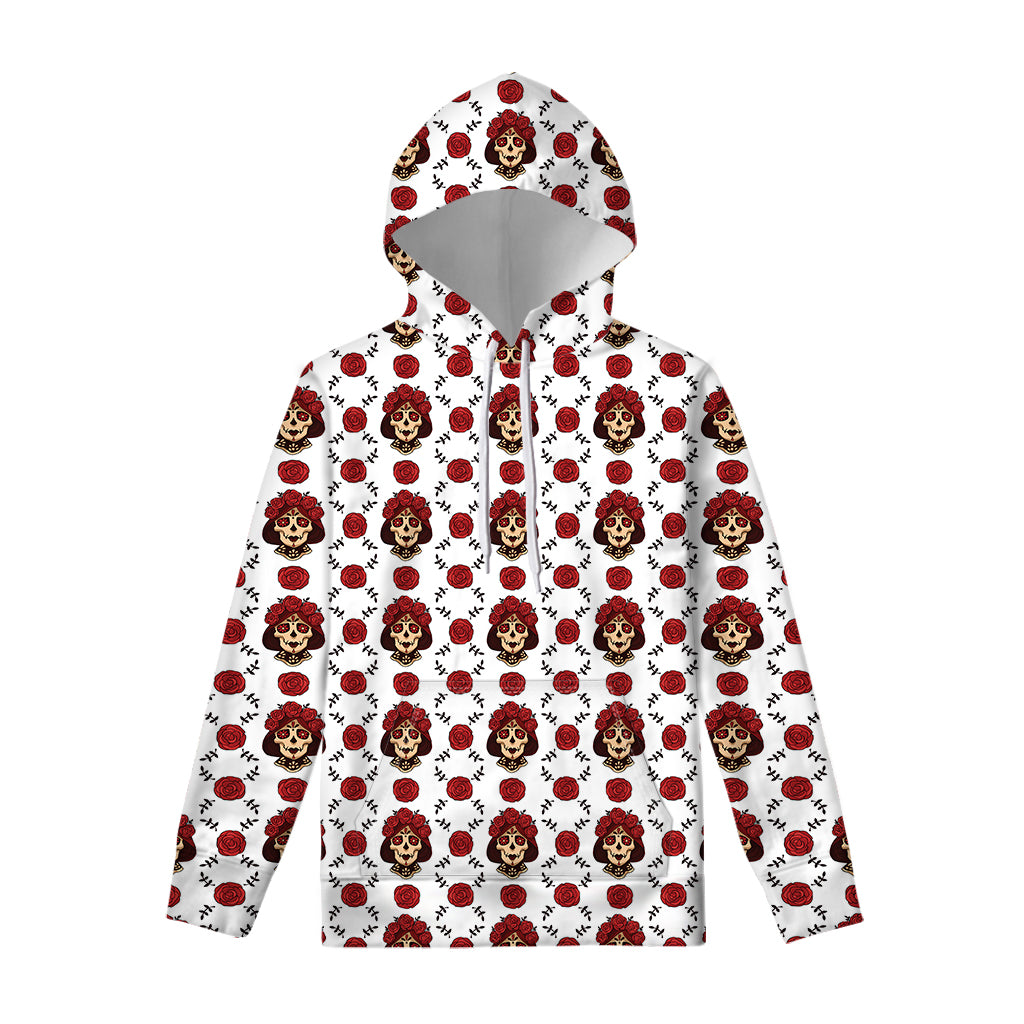 Calavera Girl Skull Pattern Print Pullover Hoodie