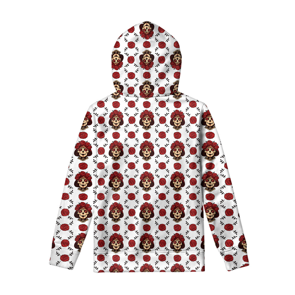 Calavera Girl Skull Pattern Print Pullover Hoodie
