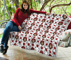 Calavera Girl Skull Pattern Print Quilt