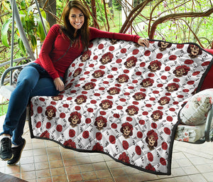 Calavera Girl Skull Pattern Print Quilt