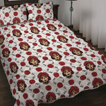 Calavera Girl Skull Pattern Print Quilt Bed Set
