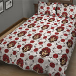 Calavera Girl Skull Pattern Print Quilt Bed Set