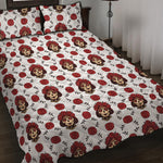 Calavera Girl Skull Pattern Print Quilt Bed Set