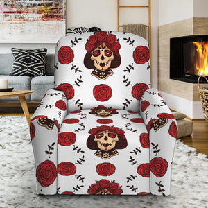 Calavera Girl Skull Pattern Print Recliner Slipcover