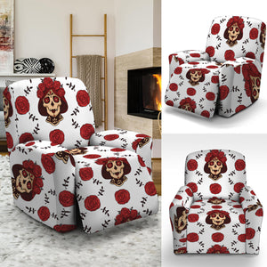 Calavera Girl Skull Pattern Print Recliner Slipcover