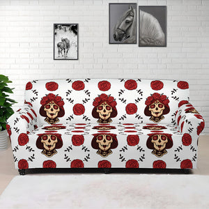 Calavera Girl Skull Pattern Print Sofa Cover