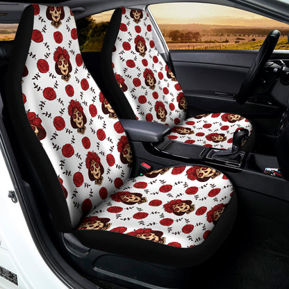 Calavera Girl Skull Pattern Print Universal Fit Car Seat Covers