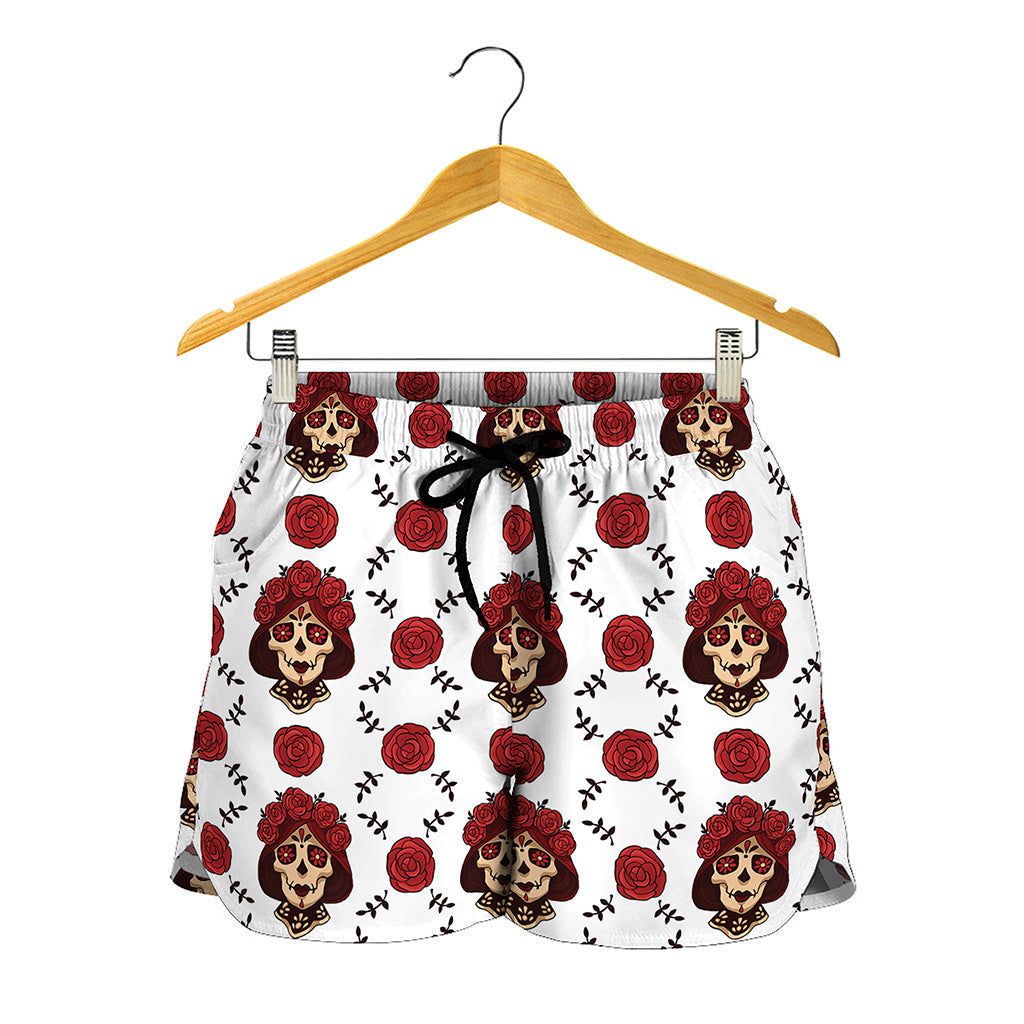 Calavera Girl Skull Pattern Print Women's Shorts