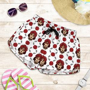 Calavera Girl Skull Pattern Print Women's Shorts