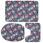 Calaveras Day Of The Dead Pattern Print 3 Piece Bath Mat Set