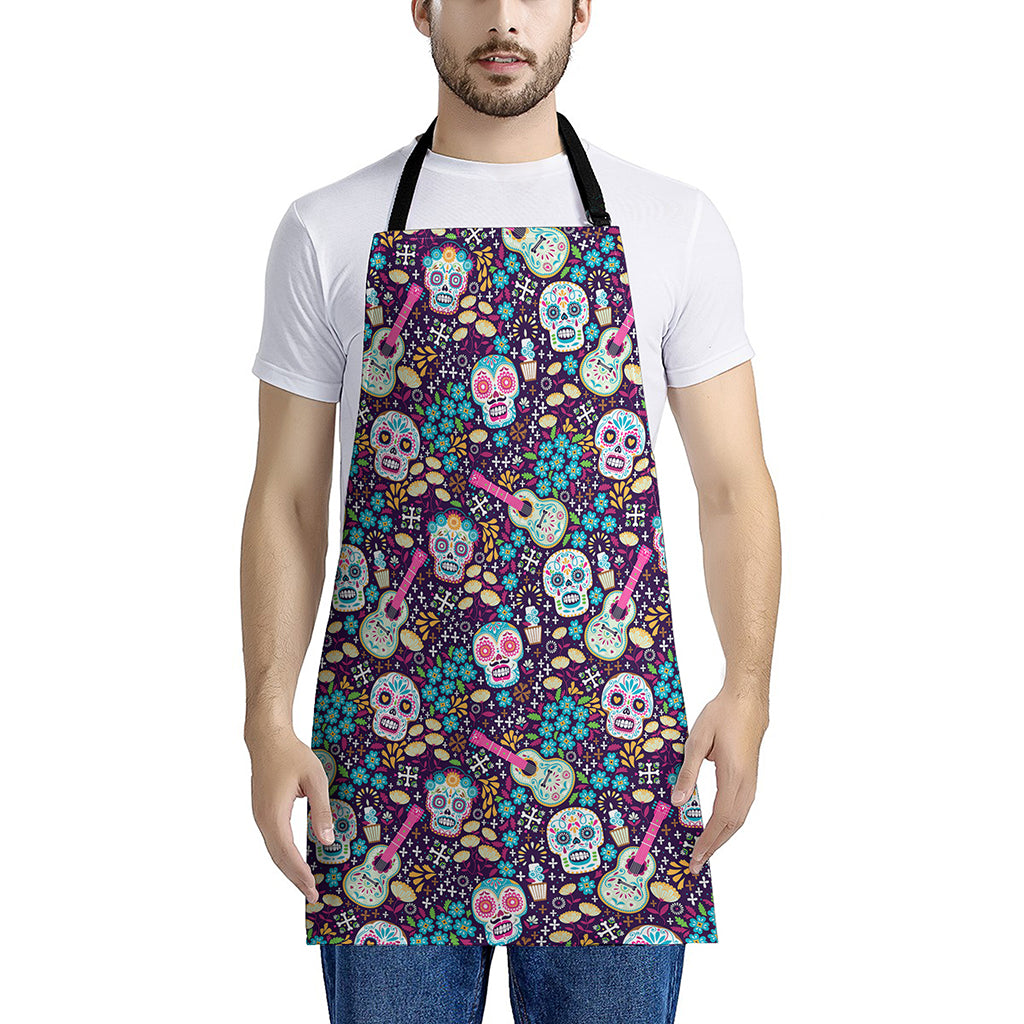 Calaveras Day Of The Dead Pattern Print Apron