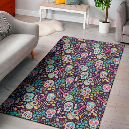 Calaveras Day Of The Dead Pattern Print Area Rug
