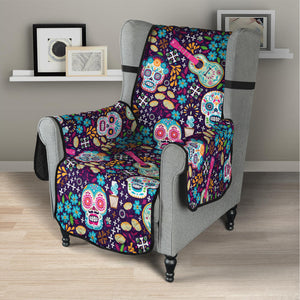 Calaveras Day Of The Dead Pattern Print Armchair Protector