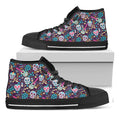 Calaveras Day Of The Dead Pattern Print Black High Top Sneakers