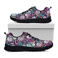 Calaveras Day Of The Dead Pattern Print Black Running Shoes