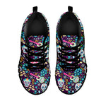 Calaveras Day Of The Dead Pattern Print Black Sneakers