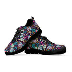 Calaveras Day Of The Dead Pattern Print Black Sneakers
