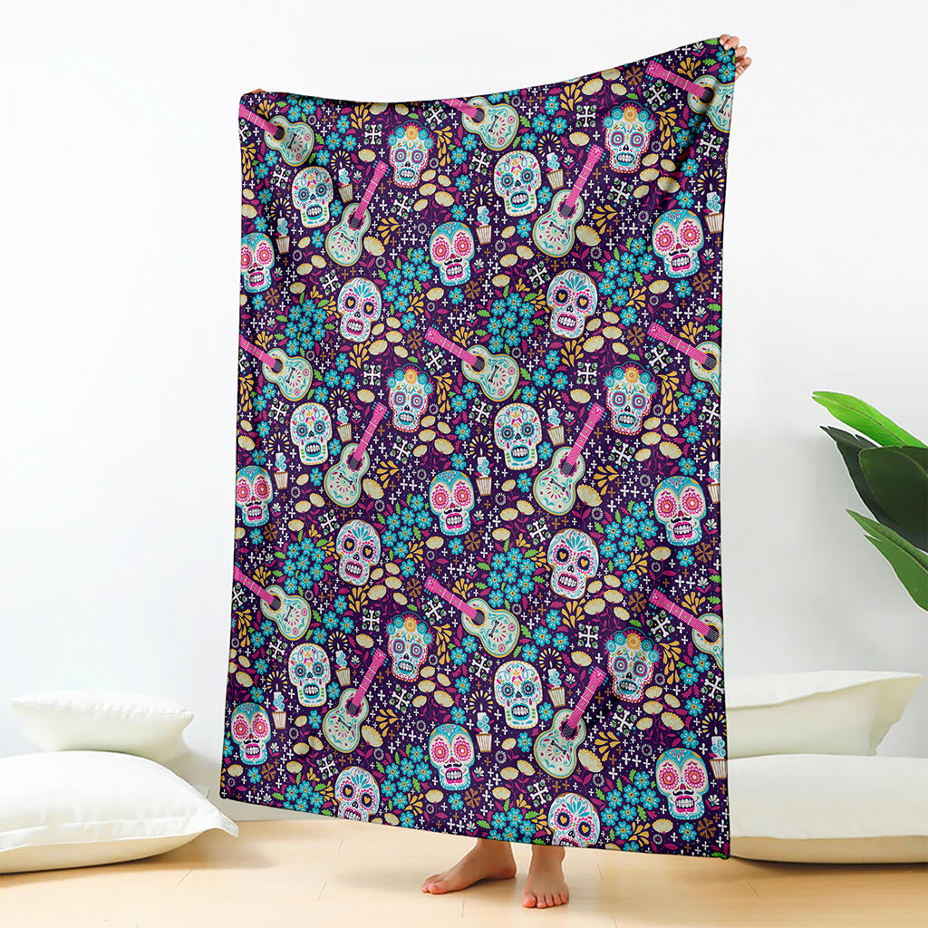 Calaveras Day Of The Dead Pattern Print Blanket