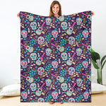 Calaveras Day Of The Dead Pattern Print Blanket