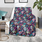 Calaveras Day Of The Dead Pattern Print Blanket