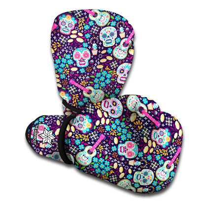 Calaveras Day Of The Dead Pattern Print Boxing Gloves
