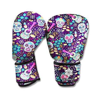 Calaveras Day Of The Dead Pattern Print Boxing Gloves