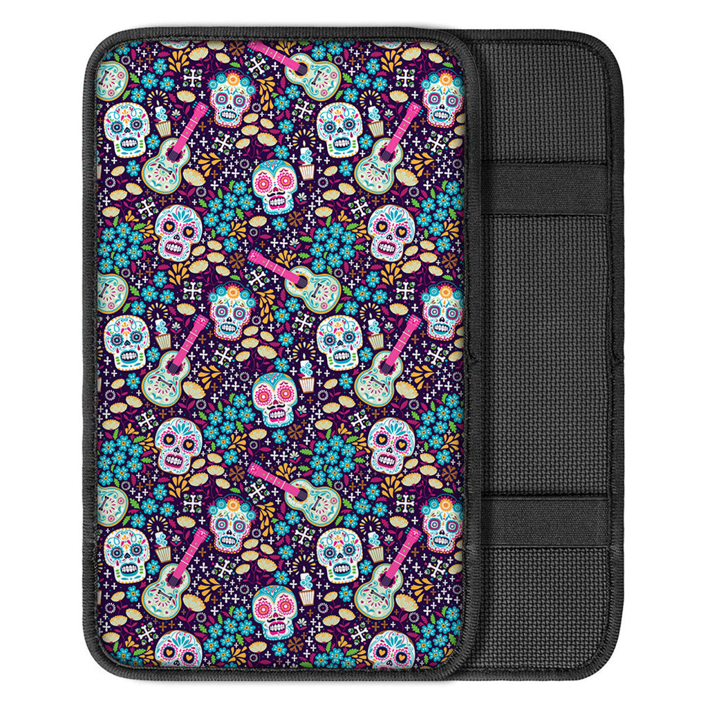 Calaveras Day Of The Dead Pattern Print Car Center Console Cover