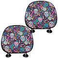 Calaveras Day Of The Dead Pattern Print Car Headrest Covers