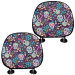 Calaveras Day Of The Dead Pattern Print Car Headrest Covers