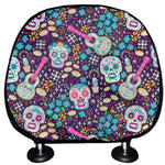 Calaveras Day Of The Dead Pattern Print Car Headrest Covers