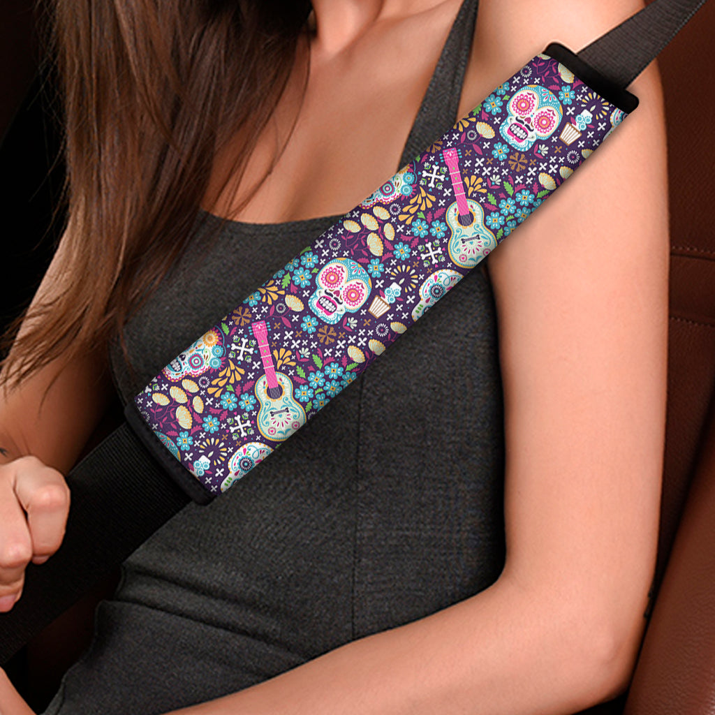 Calaveras Day Of The Dead Pattern Print Car Seat Belt Covers