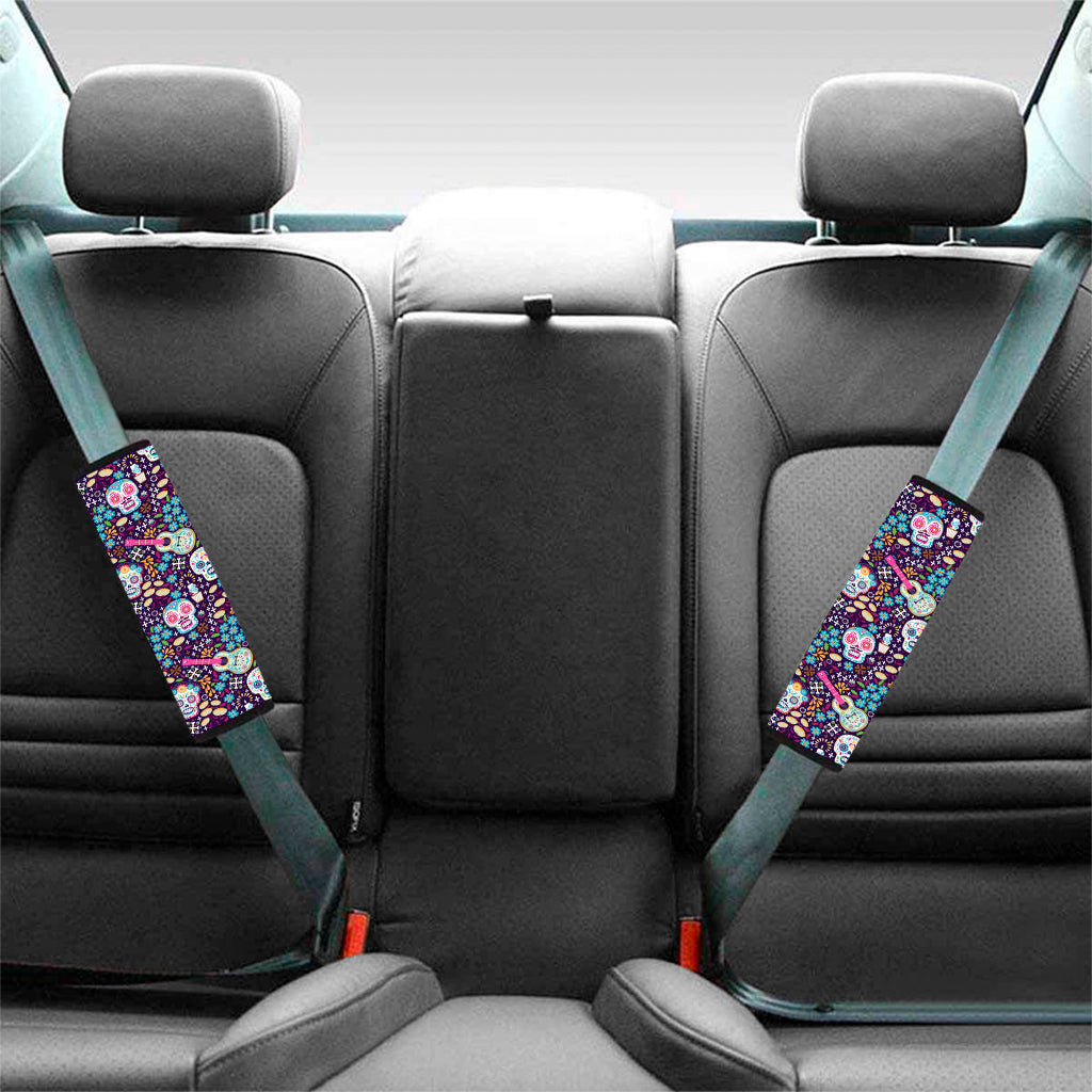 Calaveras Day Of The Dead Pattern Print Car Seat Belt Covers