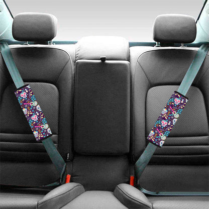Calaveras Day Of The Dead Pattern Print Car Seat Belt Covers