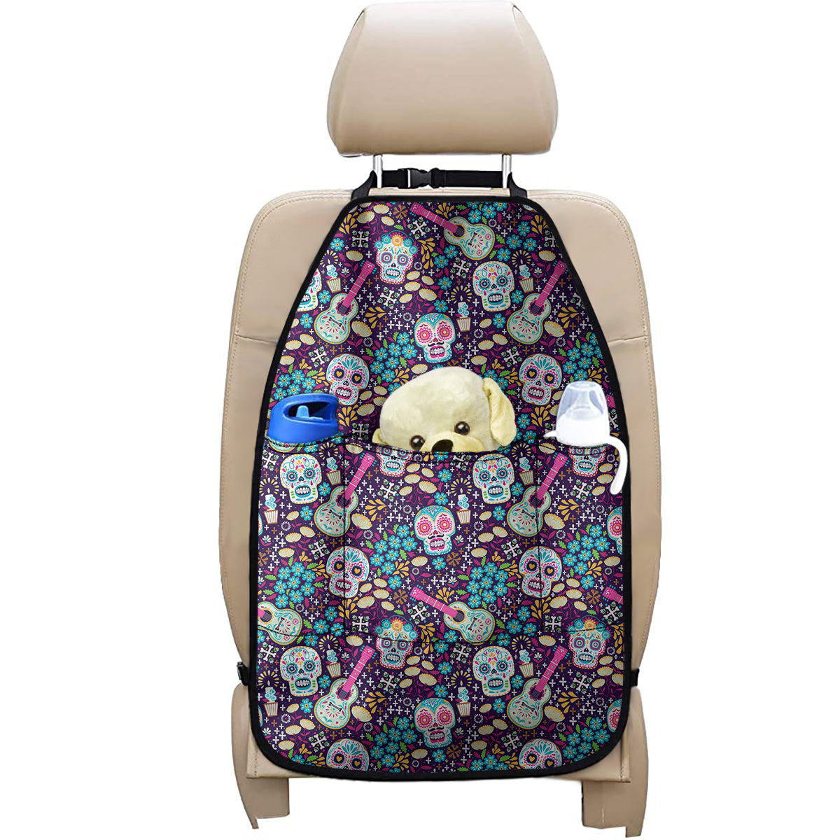 Calaveras Day Of The Dead Pattern Print Car Seat Organizers