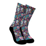 Calaveras Day Of The Dead Pattern Print Crew Socks