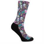 Calaveras Day Of The Dead Pattern Print Crew Socks