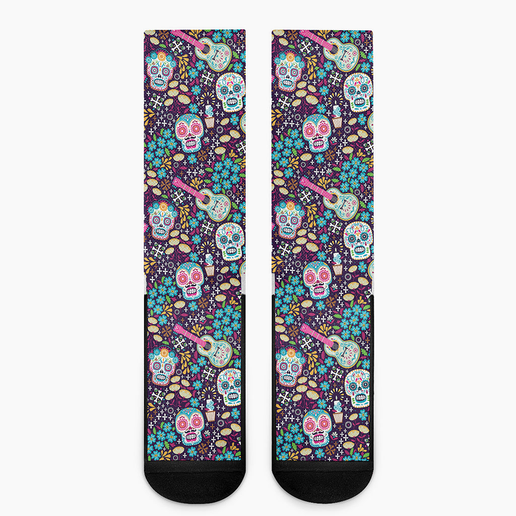 Calaveras Day Of The Dead Pattern Print Crew Socks