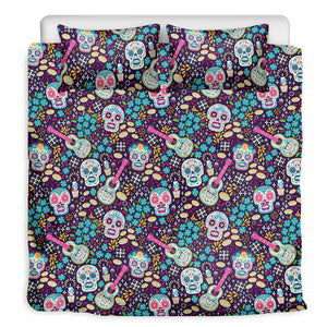 Calaveras Day Of The Dead Pattern Print Duvet Cover Bedding Set