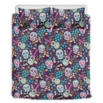 Calaveras Day Of The Dead Pattern Print Duvet Cover Bedding Set