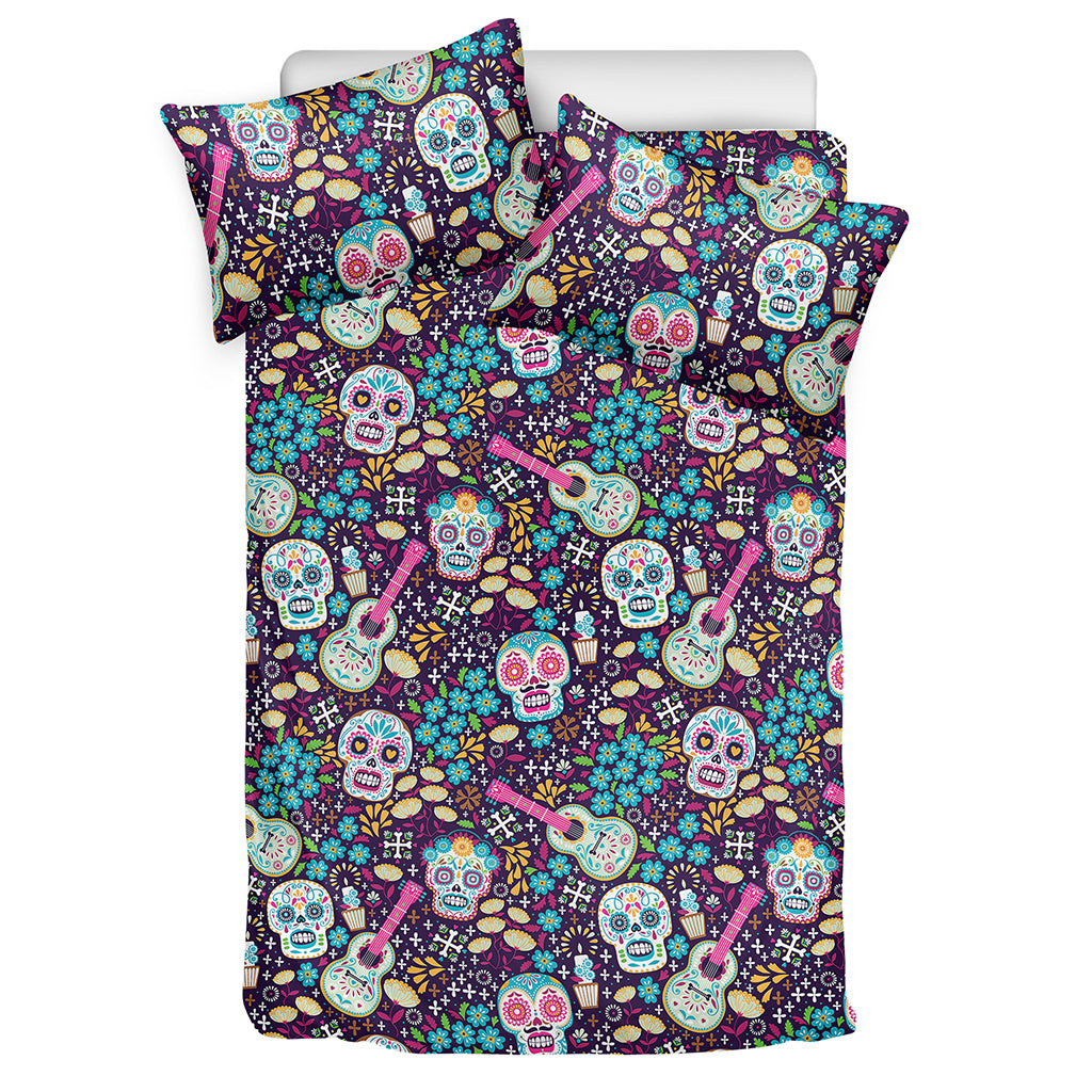 Calaveras Day Of The Dead Pattern Print Duvet Cover Bedding Set