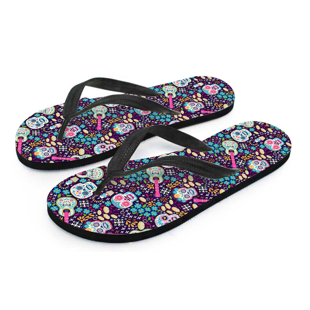 Calaveras Day Of The Dead Pattern Print Flip Flops