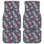 Calaveras Day Of The Dead Pattern Print Front and Back Car Floor Mats