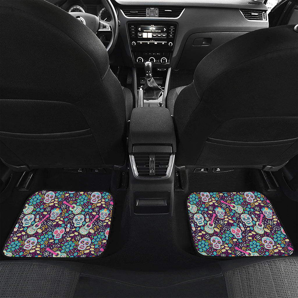 Calaveras Day Of The Dead Pattern Print Front and Back Car Floor Mats